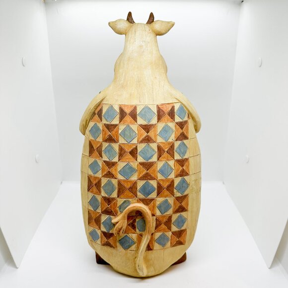 SOLD Large Country Cow Figurine Cottagecore Country Quilt Jim Shore Folk - Picture 4 of 7